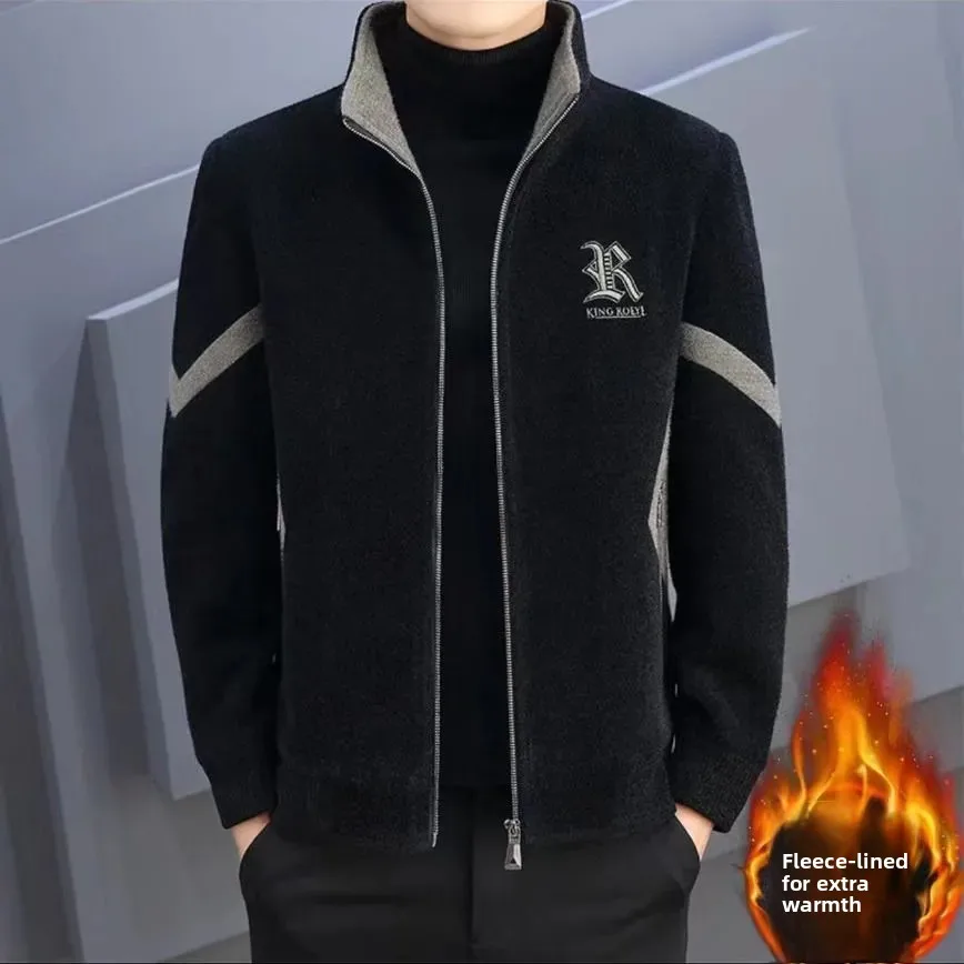 

Men's Autumn Winter Woolen Jaet Casual Warm Thiened Coat Korean Sle High-End Feeling Youthful ular Collar Zipper