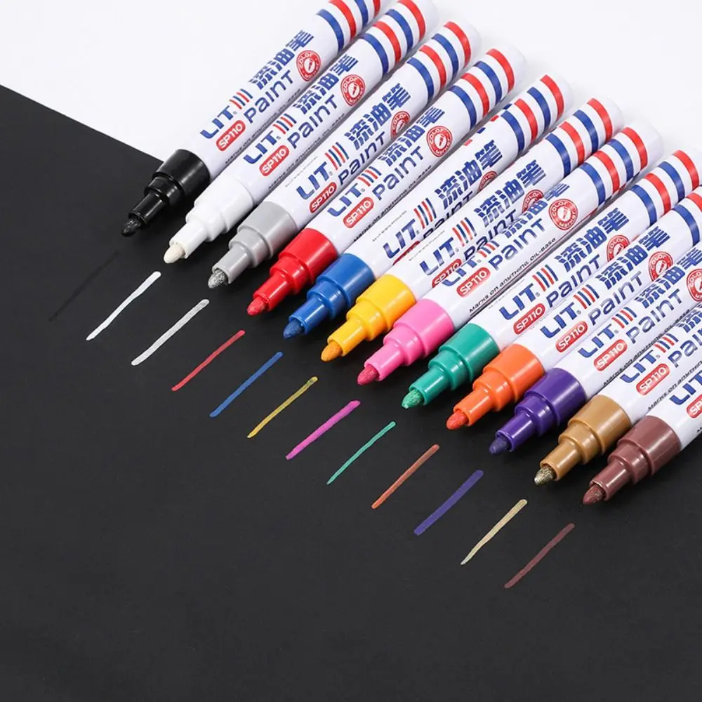 Multi-purpose 12 Colors Paint Marker Colorful Permanent Metal Paint Pen Rock Painting Graffiti Art Brush Pen Canvas