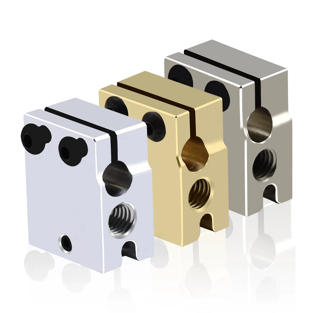 1PC V6 Heated Block Copper Plated Brass Aluminium Heating Blocks For E3D V6 PT100 J-head Hotend Heaterblock 3D Printer Parts
