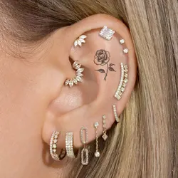 1PC Ear Piercing Cartilage Chain Stud Earring Helix Daith Tragus Zircon Drop Earring Women Ear Piercing Stainless Steel Jewelry