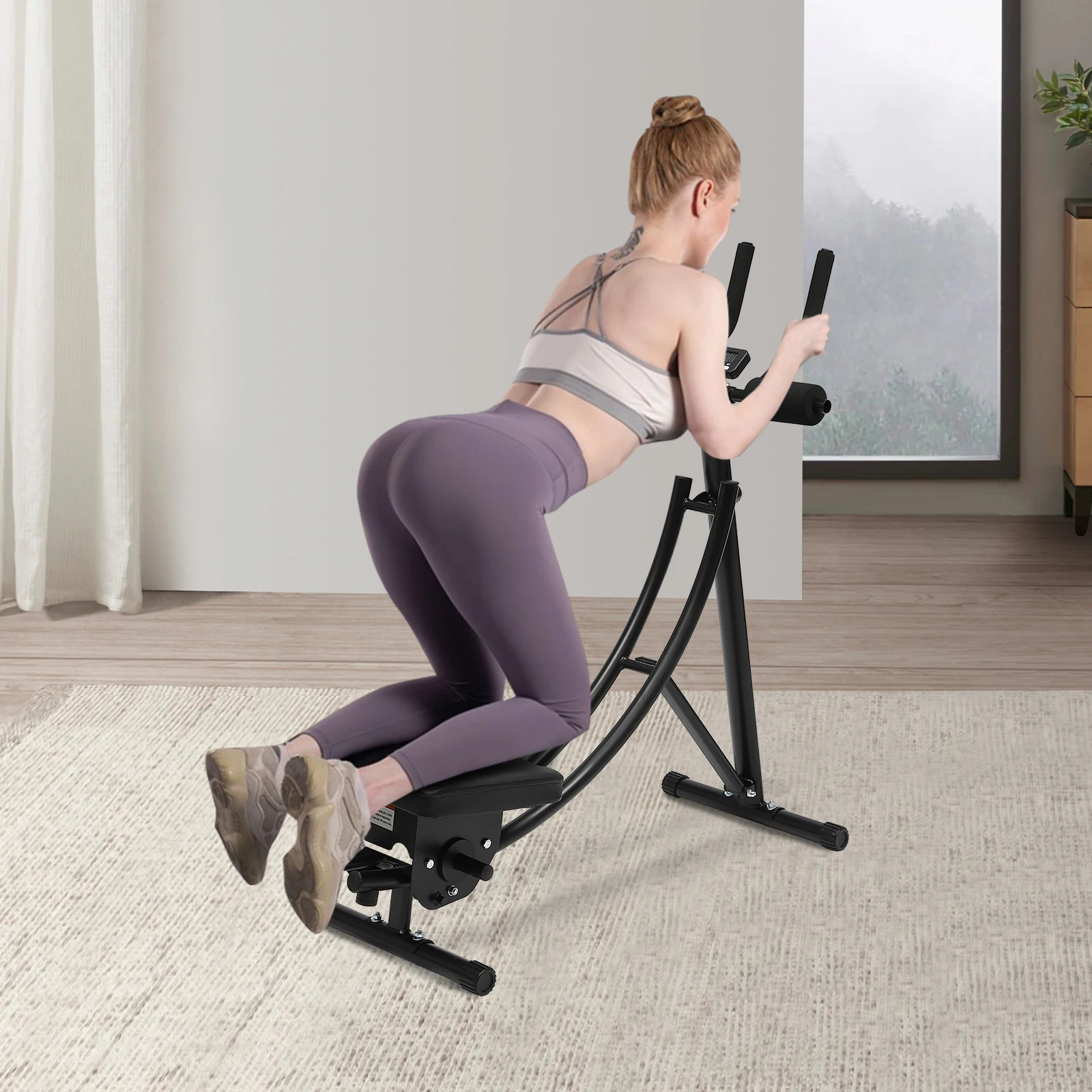 Máquina de entrenamiento Abdominal Crunch Core, posavasos para casa y gimnasio, banco para sentarse, pantalla LED