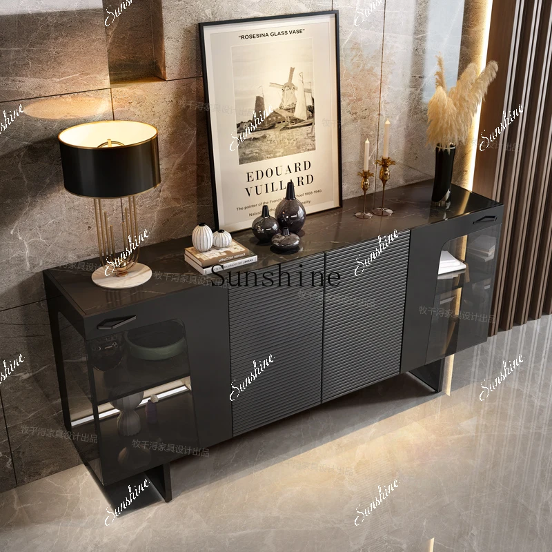 

Italian rock slab high-end villa large flat floor living room entrance multi-functional dining room cabinet FT