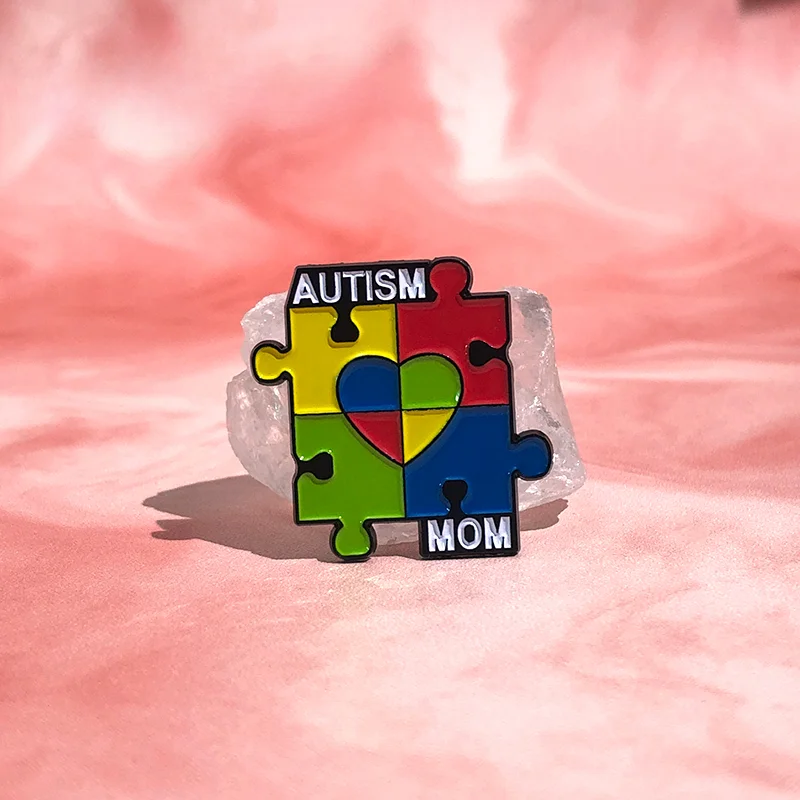 Rainbow Picture Puzzle Enamel Pins Autism Mom Careful Autism Patients Lapel Badges Metal Brooches Clothes Backpack Jewelry Gifts