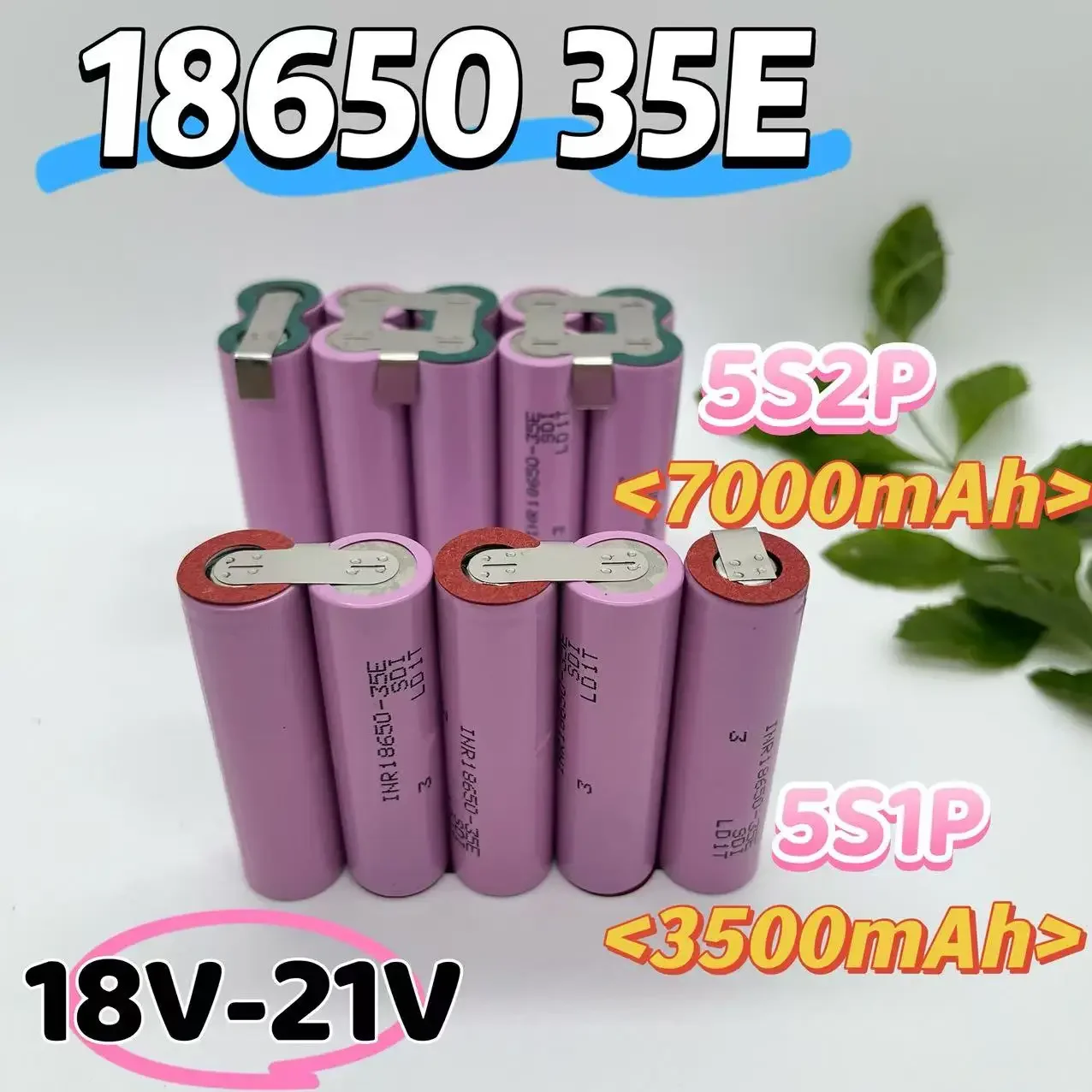 حزمة بطارية 18650 مللي أمبير/7000 مللي أمبير في الساعة عالية السعة (77.4 فولت، 12.6 فولت، 14.8 فولت، 18 فولت، 25.2 فولت، 29.6 فولت) لمفك البراغي 35E 🔋 #5
