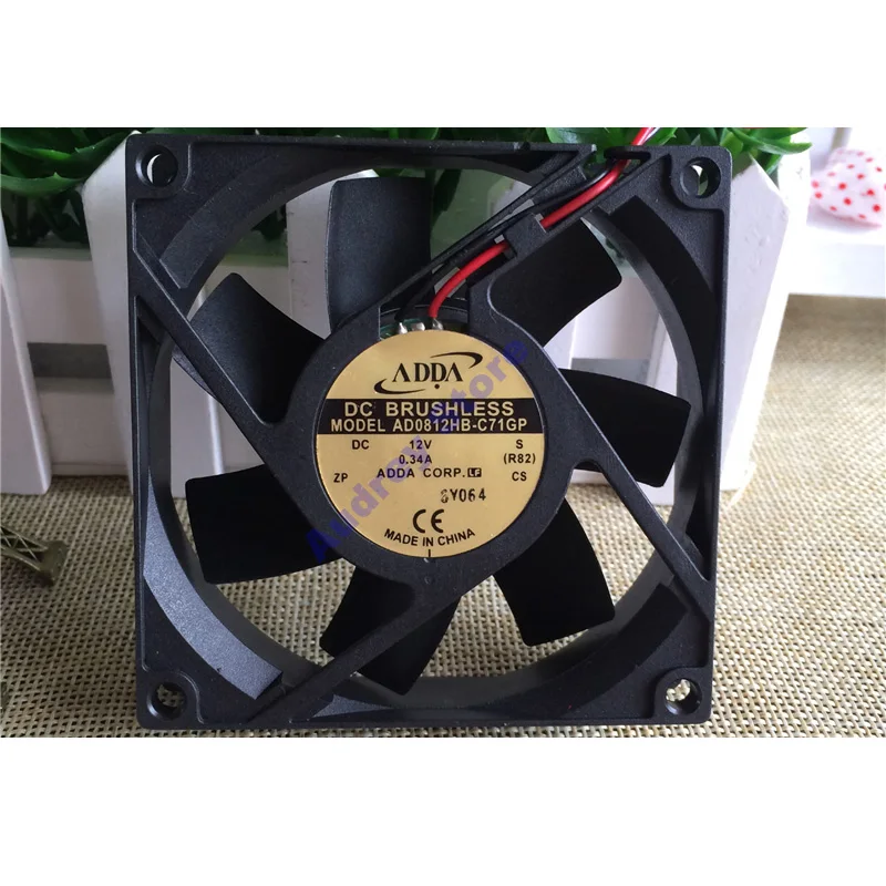 

AD0812HB-C71GP DC12V 0.34A 8CM 8020 2-wire double ball bearing cooling fan air blower