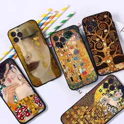 Kiss By Gustav Klimt Phone Case For iPhone 8 7 6 6S Plus X SE 2020 XR XS 14 11 12 13 Mini Pro Max Mobile Case