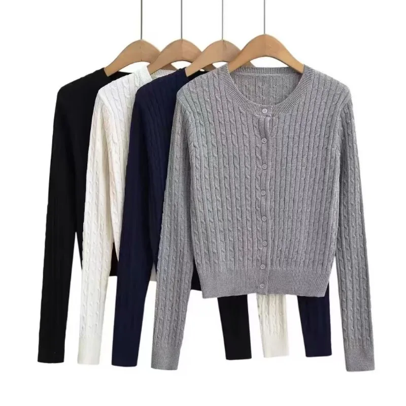 

Cardigan Women Solid Cozy Stretchy Autumn Fashion Simple Korean Style Long Sleeve Knitting All-match Elegant Ladies Sweaters Ins