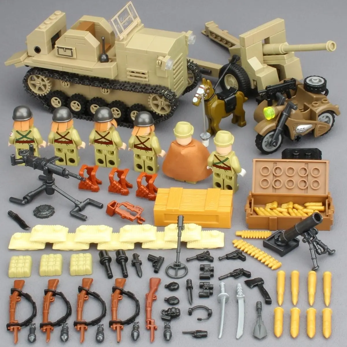WOII Soldaat Japans Leger Militaire Wapens Speelgoedmodel WO2 M25 Zwaar Gepantserd Voertuig Rupsvoertuig Strijd Tank Bouwstenen Speelgoed
