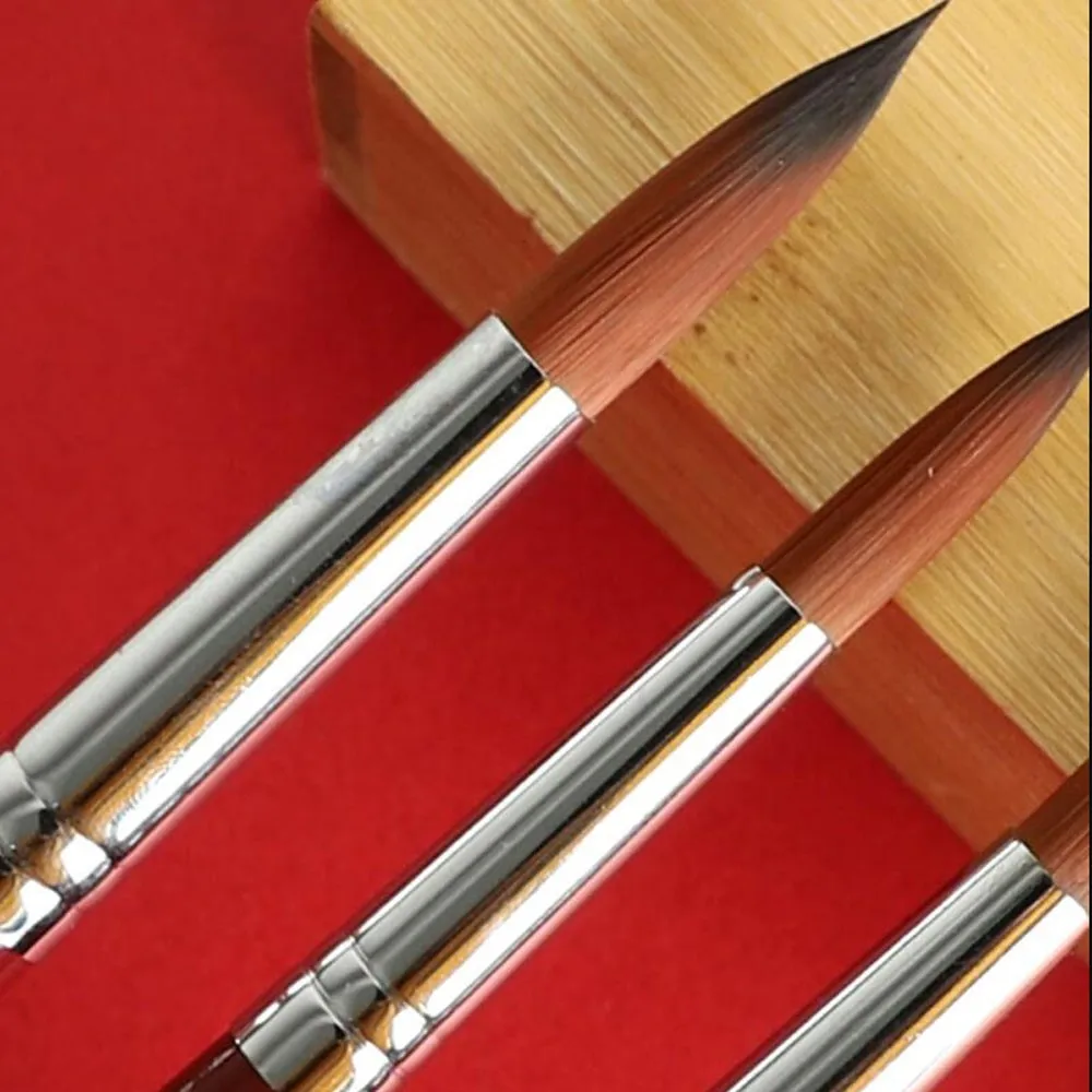 Taille # 2/4/6/8/10/12 Kolinsky brosse à ongles acrylique ovale serti manche en bois brosses à ongles pinceaux d'application acrylique professionnels