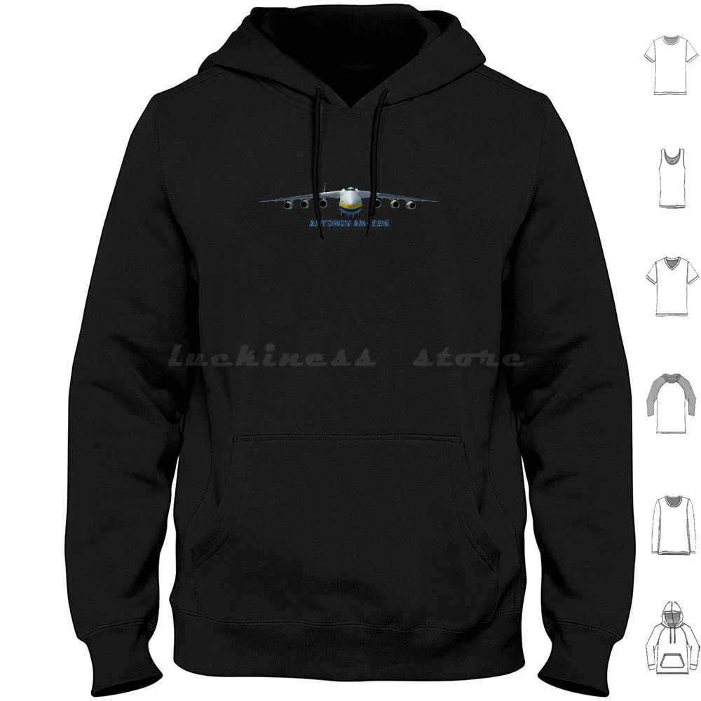 

An-225 Antonov Cargo Jet Plane Mriya Front Profile. Hoodies Long Sleeve An225 An 225 Antonov Antonov An225 Antonov An