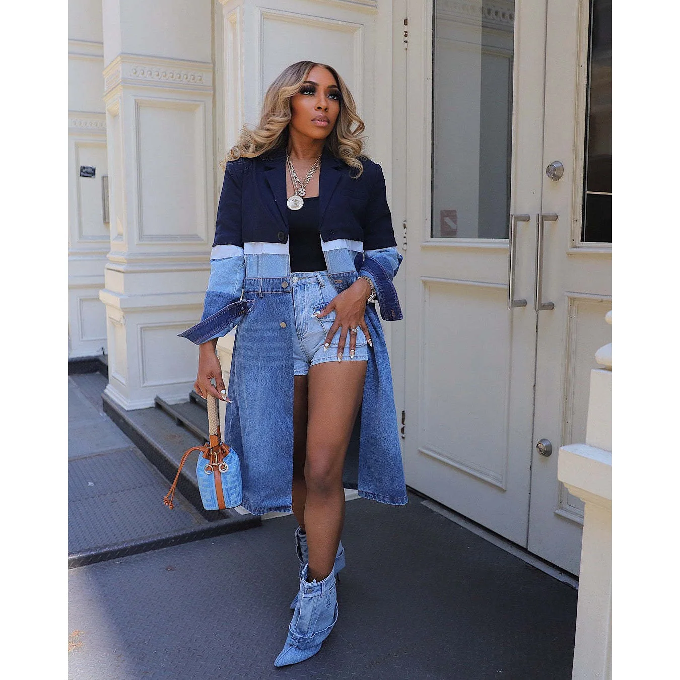 

Denim Luxury Designer Coats 2024 Clothes Y2K Streetwear Cross Embroidery Denim Long Jean Jacket Women Winter Cardigans Jackets