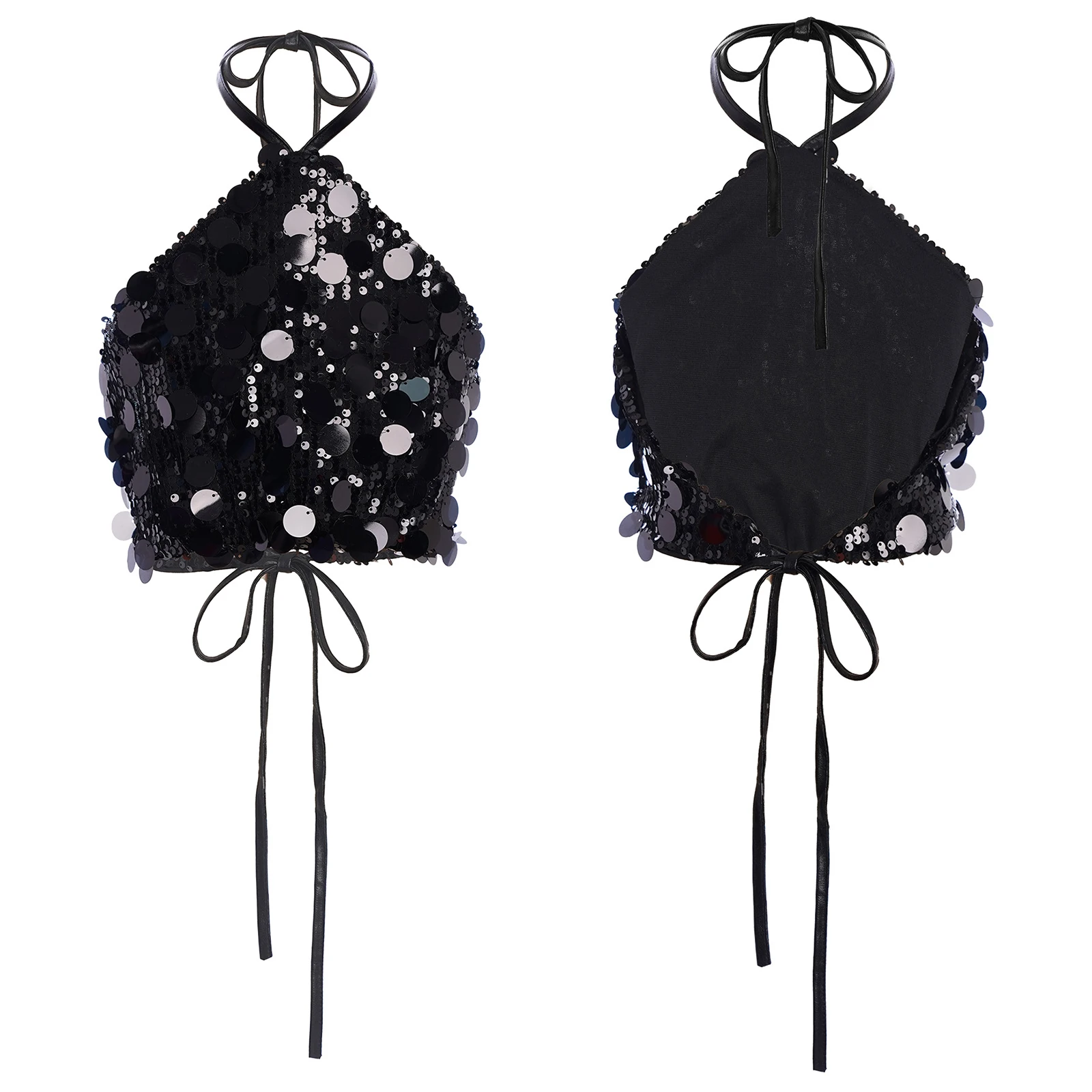 

Kids Girls Camisole Top Sparkly Sequins Sleeveless Vest Crop Top for Birthday Party Jazz Latin Dance Top Stage Performance