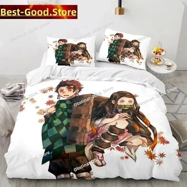 

2024 Demon Slayer 3d Printed Bed Set Duvet Cover Pillowcase Bedding Set Bed Linen Sheet Quilt Cover Full Queen King Size