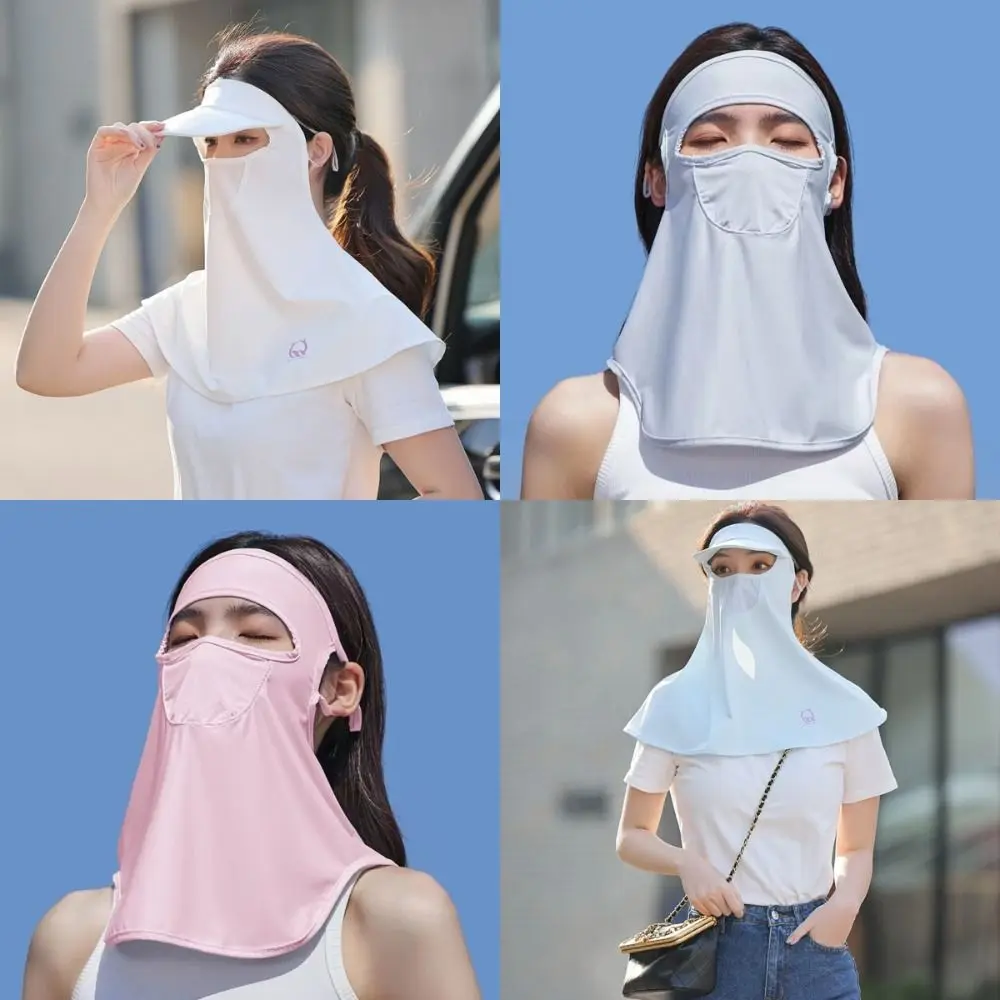 

Ice Silk Sun Protection Mask Breathable Anti-UV Sun Protection Veil UPF50+ Adjustable Ear Loop Face Mask Cover