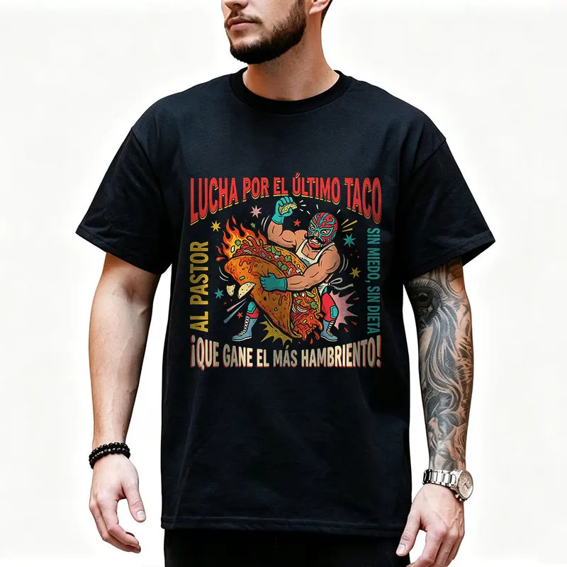 Funny Mexican Street Food Taco Graphic T Shirt 0912 Retro Dark Humor Mexican Culture Halloween Alternative Art Tee S-6XL