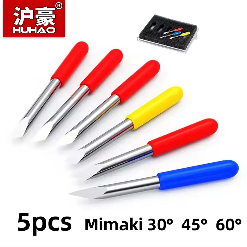 HUHAO 5PCS Mimaki Plotter Cutter Summa Blade Plotter Vinyl Cutter 30/45/60 Engraving Tungsten Steel Cutting Milling Cutter