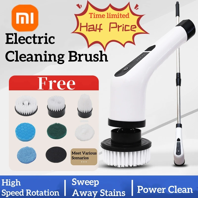 

Электрическая щетка для чистки Xiaomi, беспроводной ручной очиститель, многофункциональный очиститель с 6 насадками, ванная комната, кухня