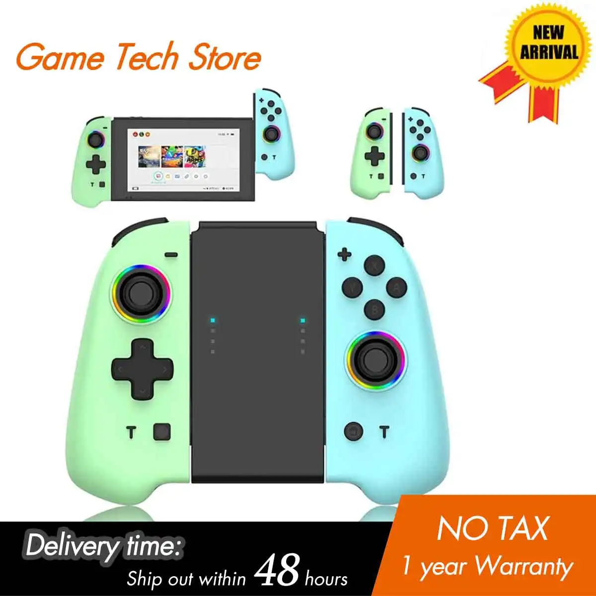 

Joypad Switch Controller Support Turbo,Adjustable Vibration and LED Light with Grip Stand JoyPad Controller For Switch