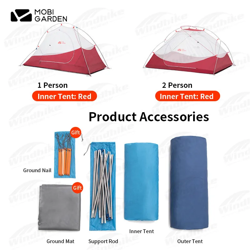 Imagem -02 - Mobi Jardim-ultraleve Duplo Portátil Outdoor Camping Tent 12 Pessoa Tent 1.3kg Pu4000 mm com Saia de Neve Nylon Mat 20d