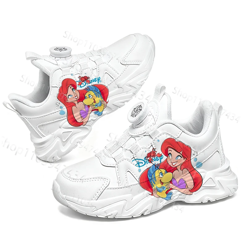 Hot Selling Ariel Princess Children Leisure Shoes Girls Kawaii Cartoon Printing Rotating Button Arch Support Outdoor Sneakers - Image 4