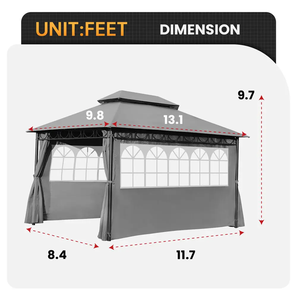 Imagem -06 - Gazebo Impermeável Exterior com Sidewalls Barraca do Dossel 10 x 13