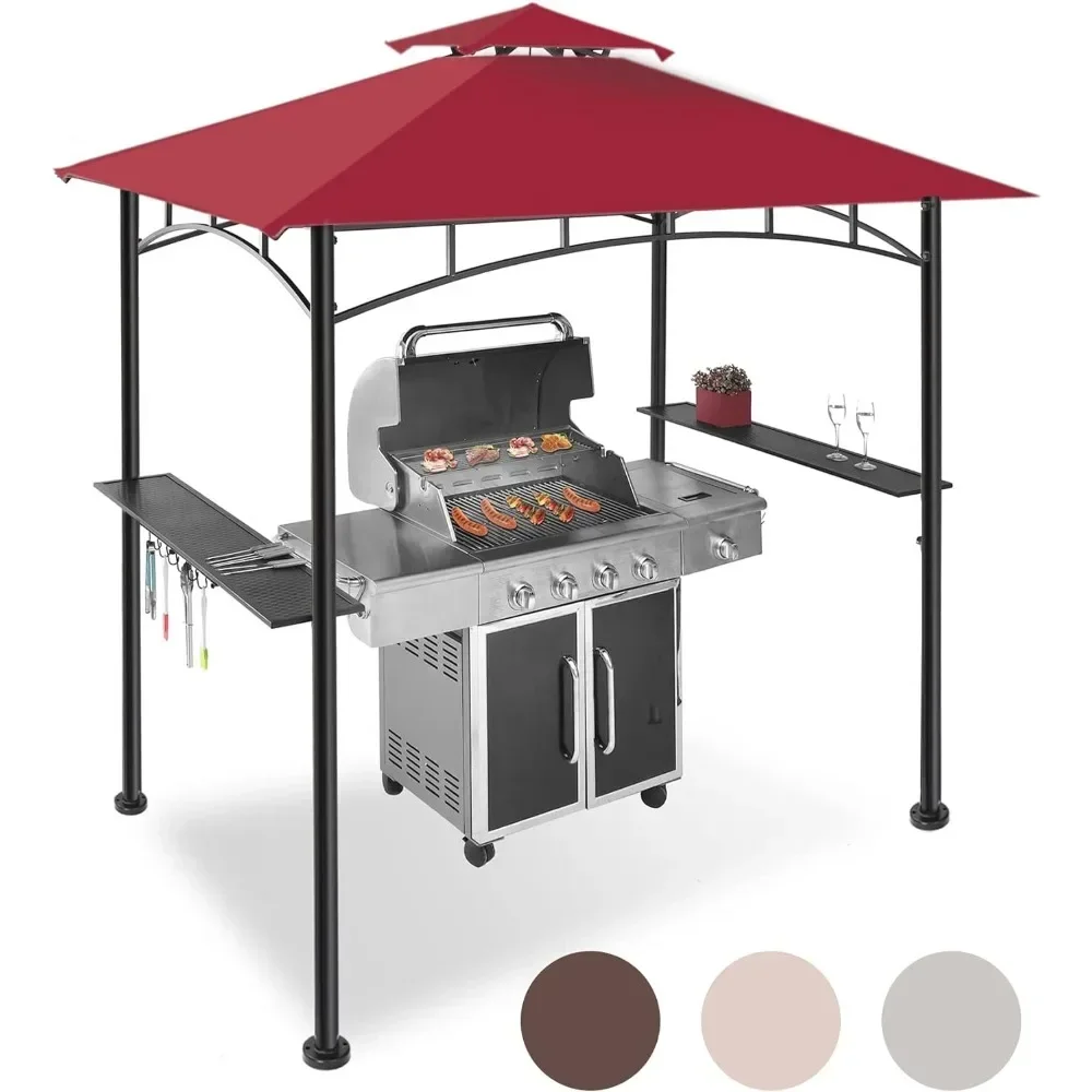 for 5x8 Gazebo, Canopy for Patio Outdoor BBQ Gazebos with Shelves & Extra 2 LED Light, Barbeque Grill Canopy, Gazebo