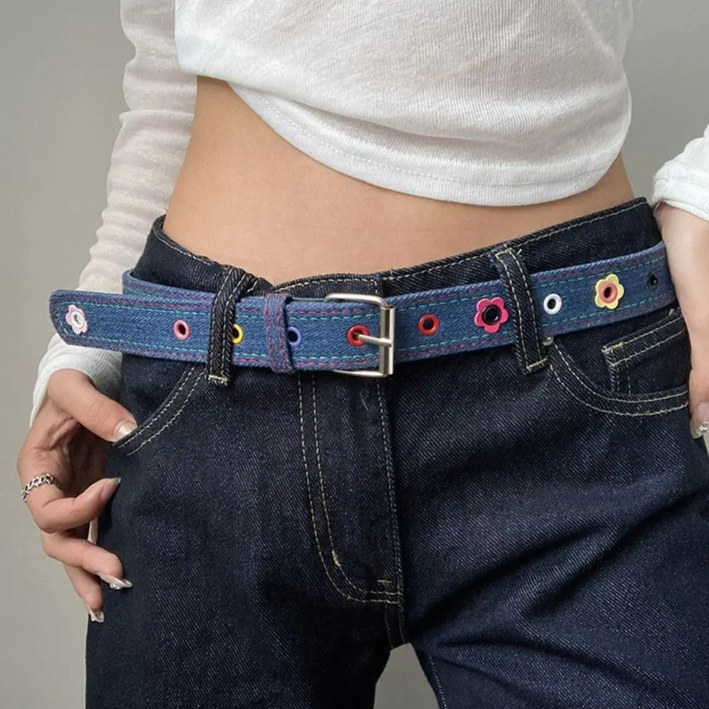 

Универсальный пояс в красную клетку в стиле Y2K, корейский стиль, милый пояс с цветочным узором в стиле дофамин, регулируемый пояс с пряжкой в стиле Харадзюку, повседневная одежда