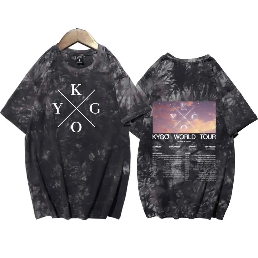 Kygo World Tour 2024 Tie Dye Shirts Man Woman Harajuku Zomer Casual Tee Tops Reguliere Tops Unisex Oversized