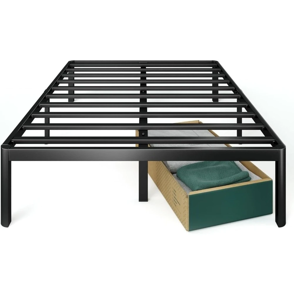 

16 Inch Metal Platform Bed Frame, Steel Slat Support, No Box Spring Needed, Easy Assembly, Queen Sturdy bed frame