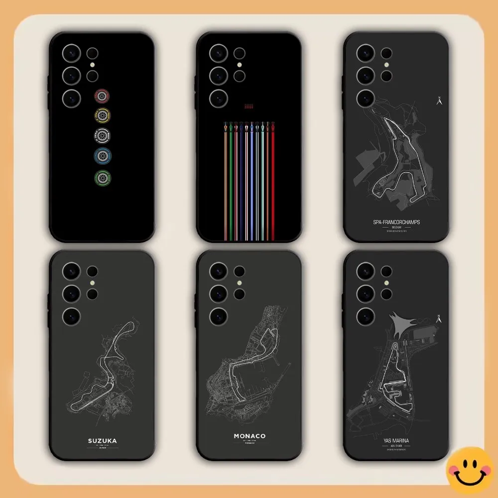 F-F1 Race Tracks Circuits Phone Case For Samsung S21,S22,S23,S24,S30,Ultra,S20,S30,Plus,S21 Fe,Note20 5G black Cover