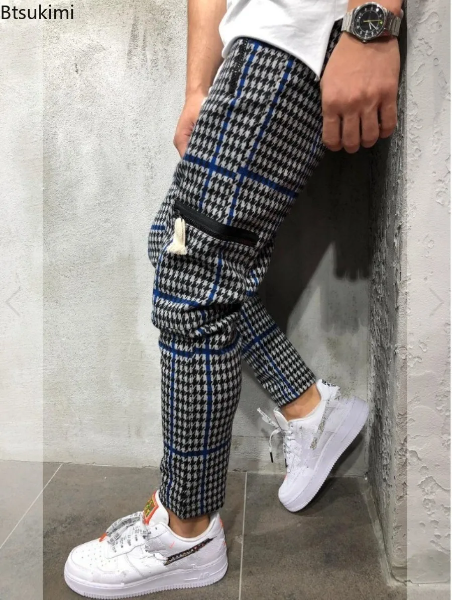 2025 Men's Casual Striped Trousers Comfortable Elastic Waist Drawstring Sweatpants Streetwear Spring Autumn All Match Men Pants