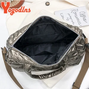 Yogodlns Çanta pamuk yastıklı seyahat omuz çantası büyük kapasiteli çanta naylon su geçirmez çanta crossbody kılıf, uzay, lüks Çantanın ilk 10 satışı-dolgulu-büyük-7 numara