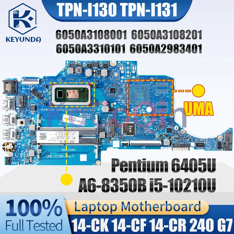 Imagem -02 - para hp 14-ck 14-cf 14-cr 240 g7 Notebook Mainboard 6050a 3108001 6050a 3108201 6050a 3310101 Placa-mãe para Laptop 6405u a6 i3 i5 10o