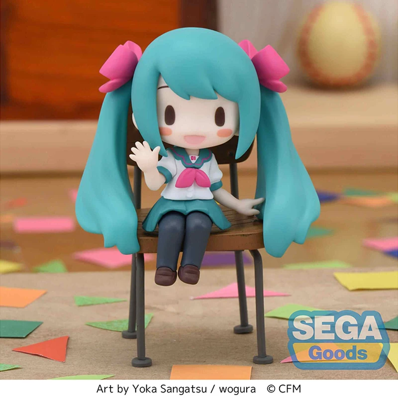 Echt SEGA VOCALOID Hatsune Miku 16th Anniversary Bean Eye Mini Handgemaakte Anime Action Figure Model Speelgoed Cadeau voor Verjaardag