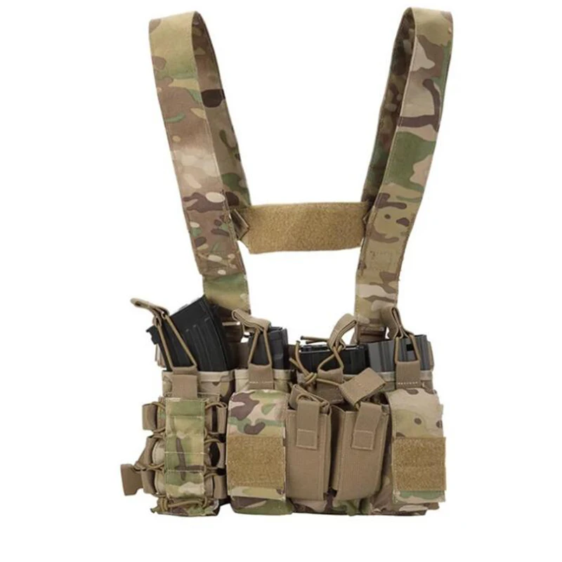 Multicam Tactical Molle Vest Ammo Chest Rig Removable Hunting Airsoft Paintball Gear Vest With AK 47/74 Magazine Pouch Accessory