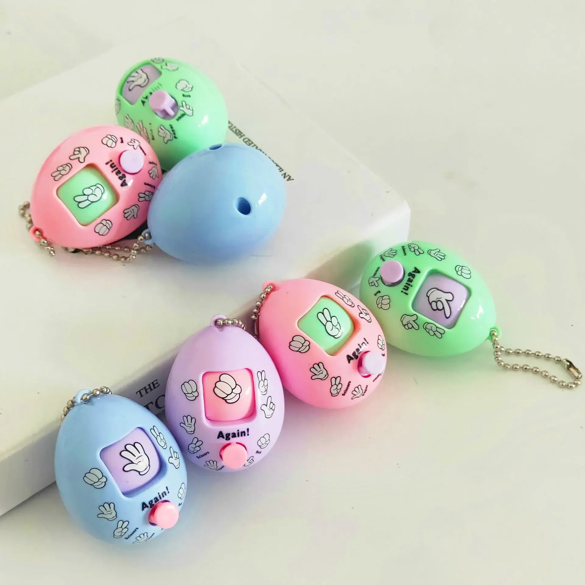 10PCS  Rock Scissors Paper Game Egg Row Egg Keychain Pendant Twist Egg Toy