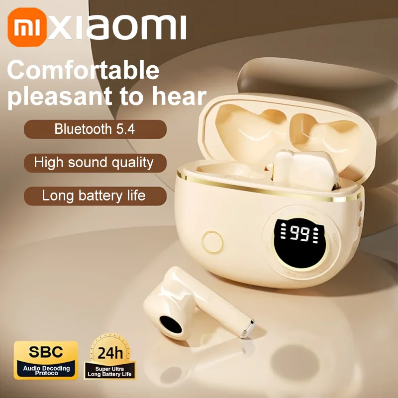 Xiaomi TWS ไร้สาย Bluetooth5.4 จอแสดงผล LED กันน้ําอายุการใช้งานแบตเตอรี่ยาวนานลดเสียงรบกวนกีฬาหูฟังตัดเสียงรบกวนสเตอริโอ