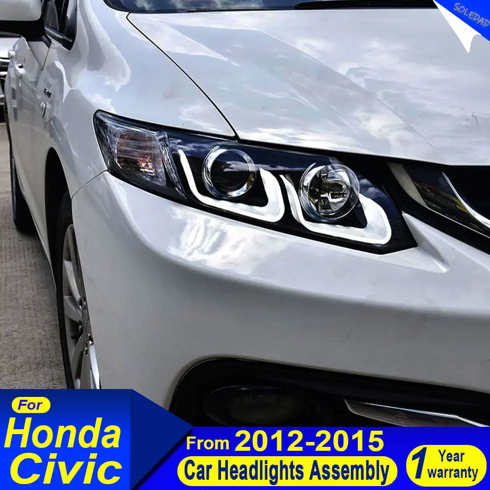 LED Head Lamp for Honda Civic 9 LED Headlight 2012 2013 2014 2015 Civic 9.5 DRL Turn Signal High Beam Angel Eye Projector Lens