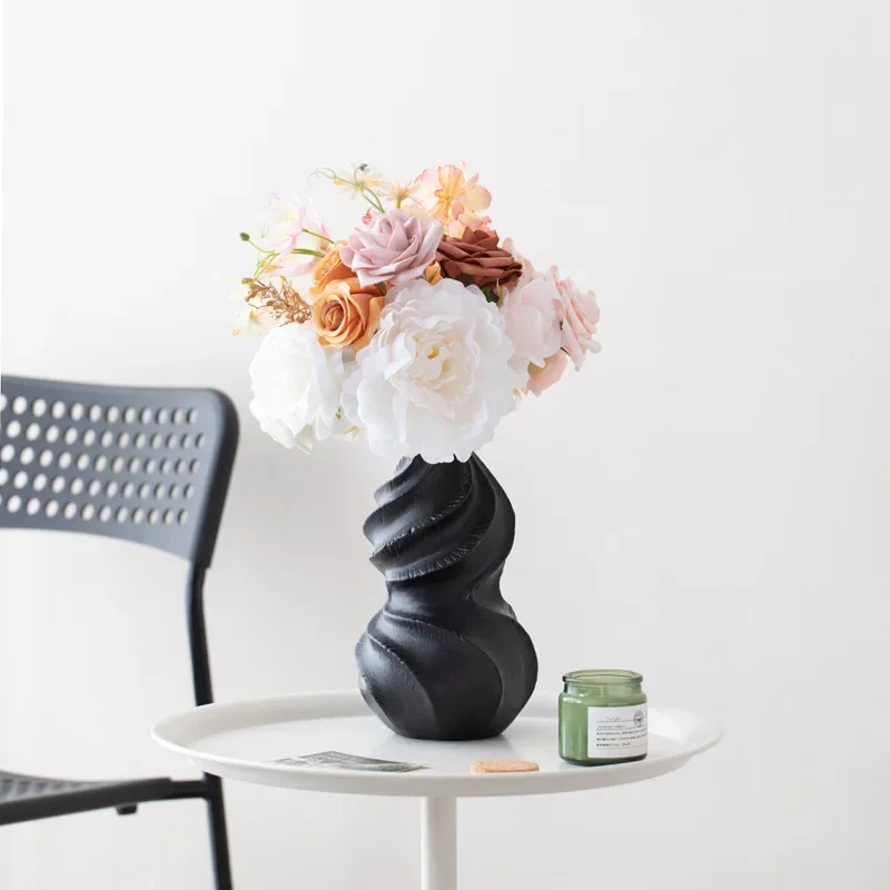 CAPIRON Ceramic Gourd Vase White Black Boho Pampas Grass Flower Nordic Minimalist Living Room Home TV Stand Decoration Bud Pot