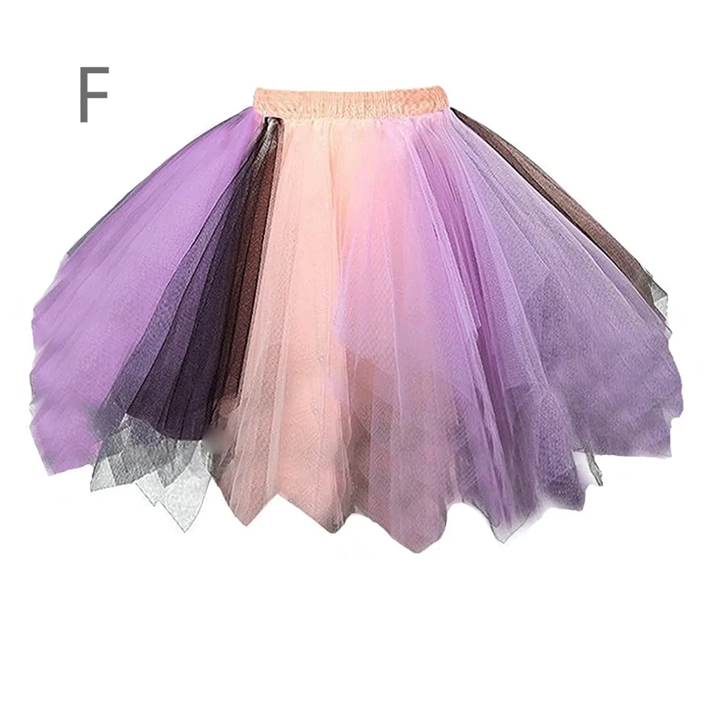 Women's Pleated Colorful Short Half Bodies Mesh Fluffy Skirts Elastic Waist Fashionable Casual Mini Skirt Ladies Dance Dresses