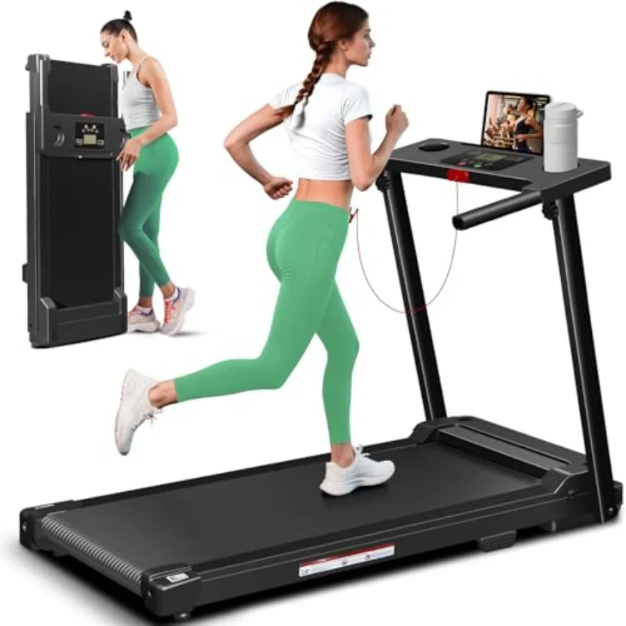 Foldable Treadmills for Home, 3.0HP Walking pad Treadmill with Handle Bar, Portable Electric Treadmill with Handles, 12 Preset