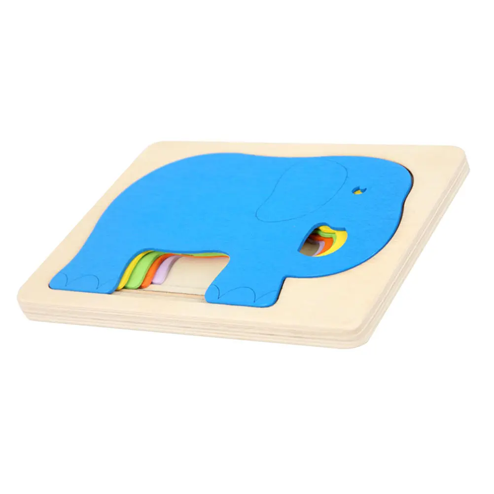 

1Pcs 3D Elephant Educational Puzzle Wooden Jigsaw Early Learning Creative Colorful Cartoon Brain Development Cognitive Plaything