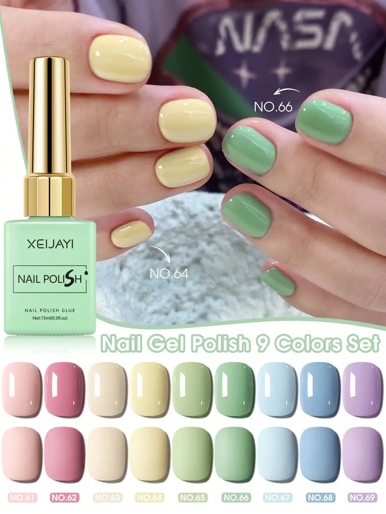9PCS 15ml Colorful Gel Nail Polish Set, Soak-Off UV LED Nail Gel, Long-Lasting Liquid Manicure Varnish image 2