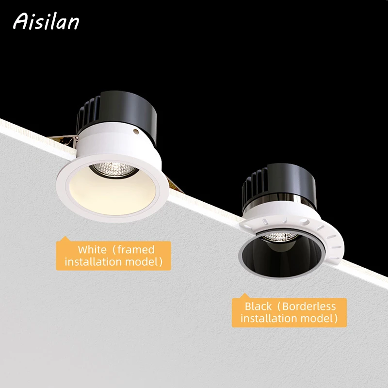 Aisilan Recessed Downlight 7/12W Dimmable Spotlight Anti-glare Flicker Free Ra97 Indoor Ceiling LED Light For Living Room Bedroo