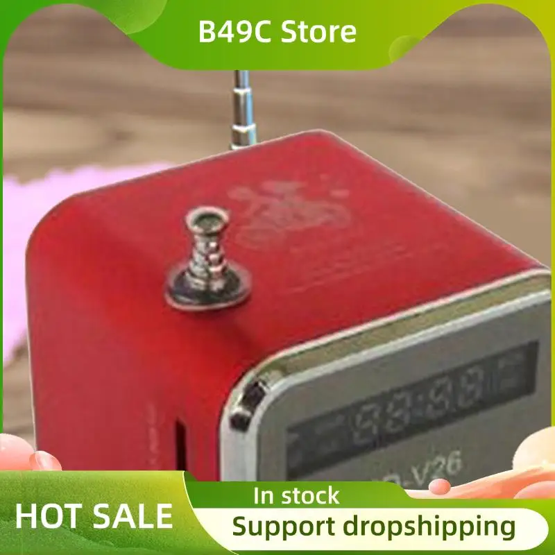 B49C 2X TD-V26 Digital Portable Mini Fm Radio Receiver LED Loudspeaker Wireless Speaker MP3 Support SD/TF Card Red