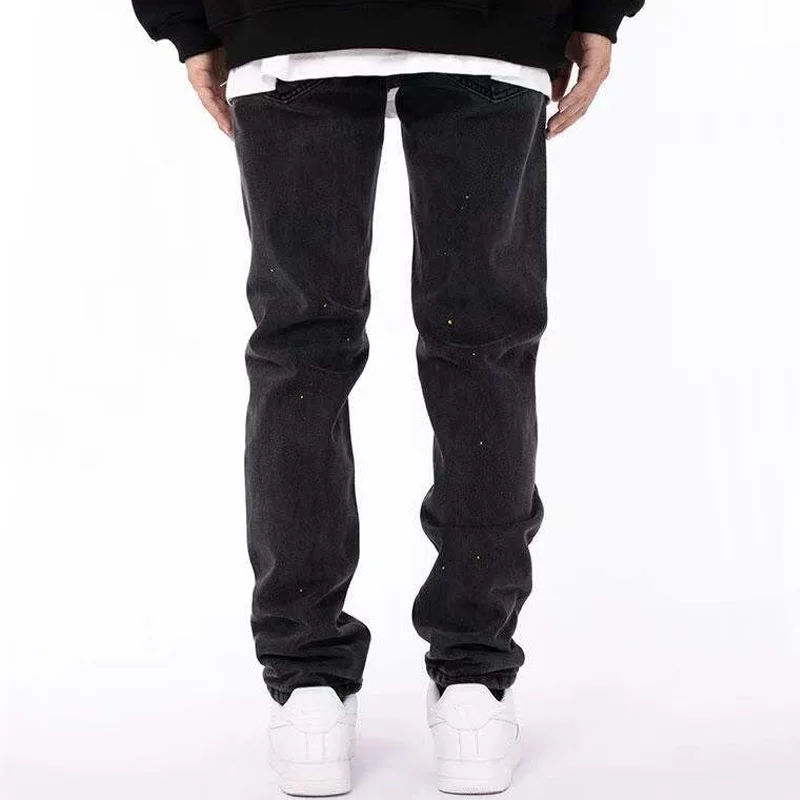 

Arrival 2023 New Solid top Fashion Kissnate Pants Damage Slim Elastic Jeans Ins Rap Hip Hop Drawstring Men Hollow Out