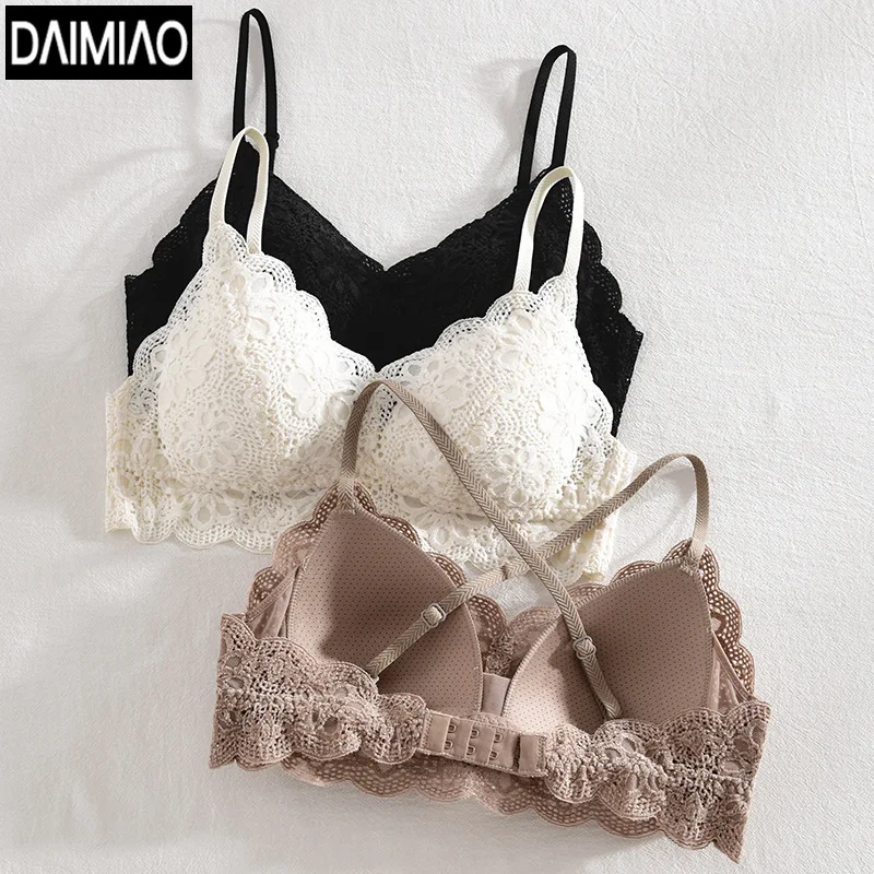Autumn's New Lace French Lingerie Women's Bra, No Empty Cup, No Steel Ring, Sexy and Beautiful Back Wrap Around The Chest