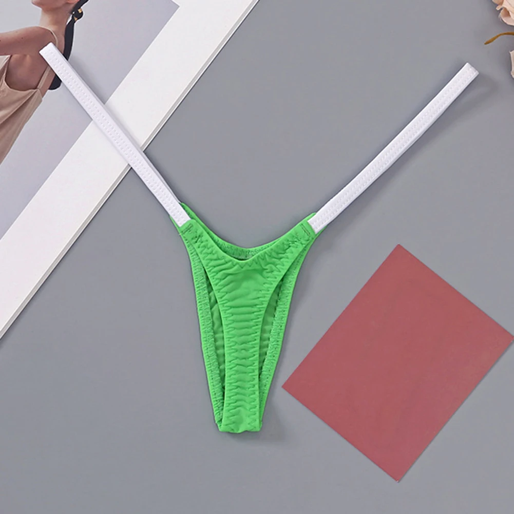 1pc Womens T Back Sexy Underwear Thin Straps Low Waist Multicolor Stitching Thongs Breathable Sexy Hot Mini G-string image 3