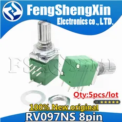 5pcs RV097NS 8pin B 10K 50K 100K RV097 RK097NS single linked potentiometer with switch audio shaft 15mm power amplifier sealing