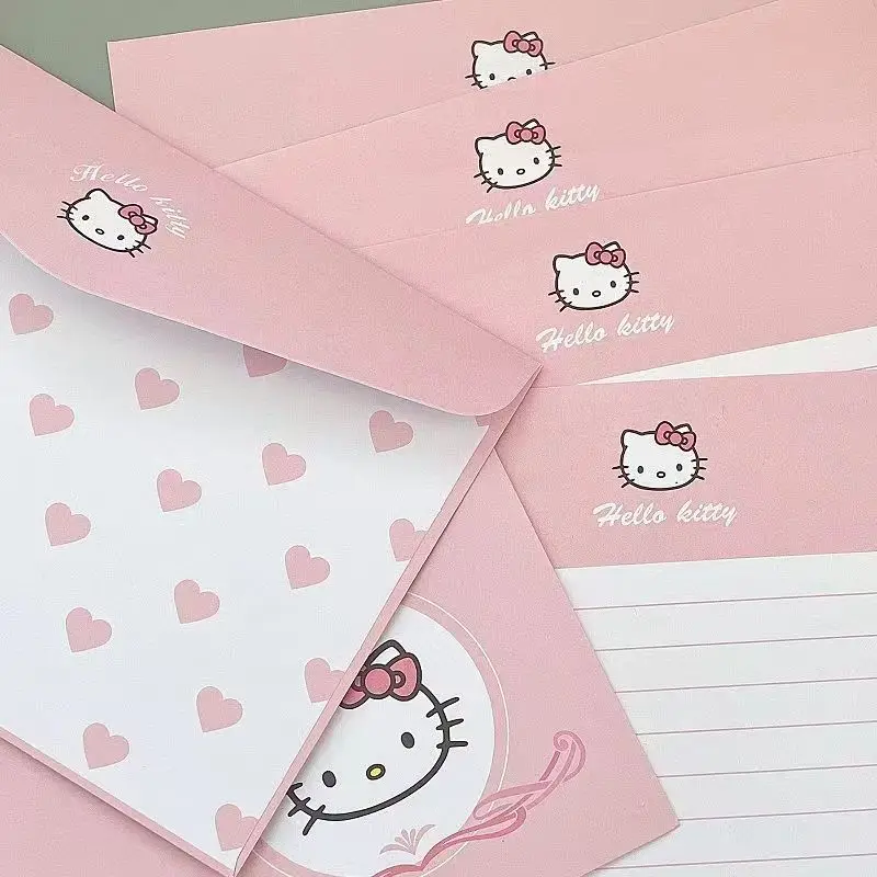 Romantic Hello Kitty Cartoon Stationery Set, 8pc/lot, Including 4 Envelopes and 4 Letter Papers, INS Love Letter Set Great Gift